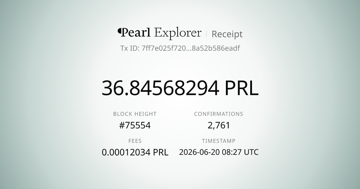 Tx 7ff7e025b586eadf | Pearl Explorer